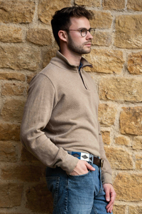 man wearing blue & grey polo belt - fetlox