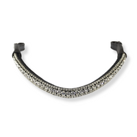 Diamond Sparkle Clip-On Browband in brown leather - fetlox