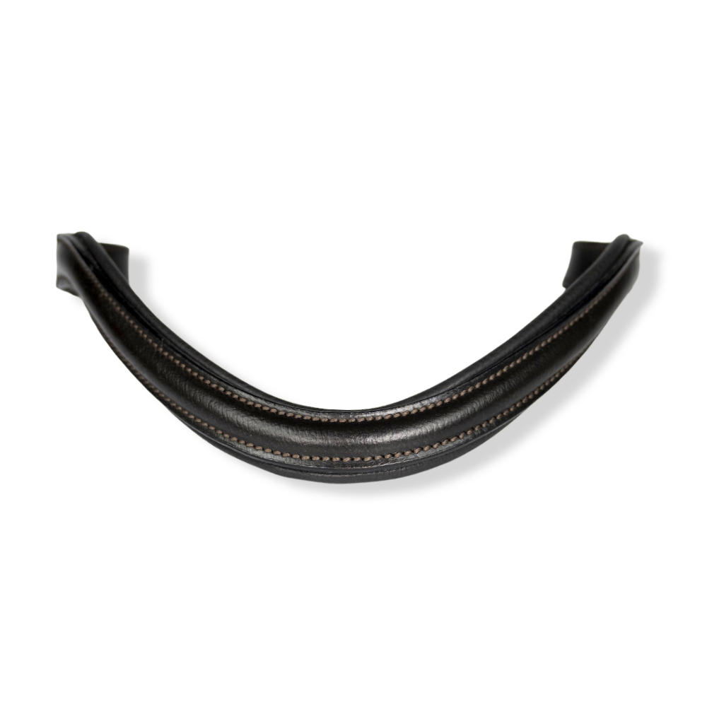 Plain brown leather clip-on browband - fetlox