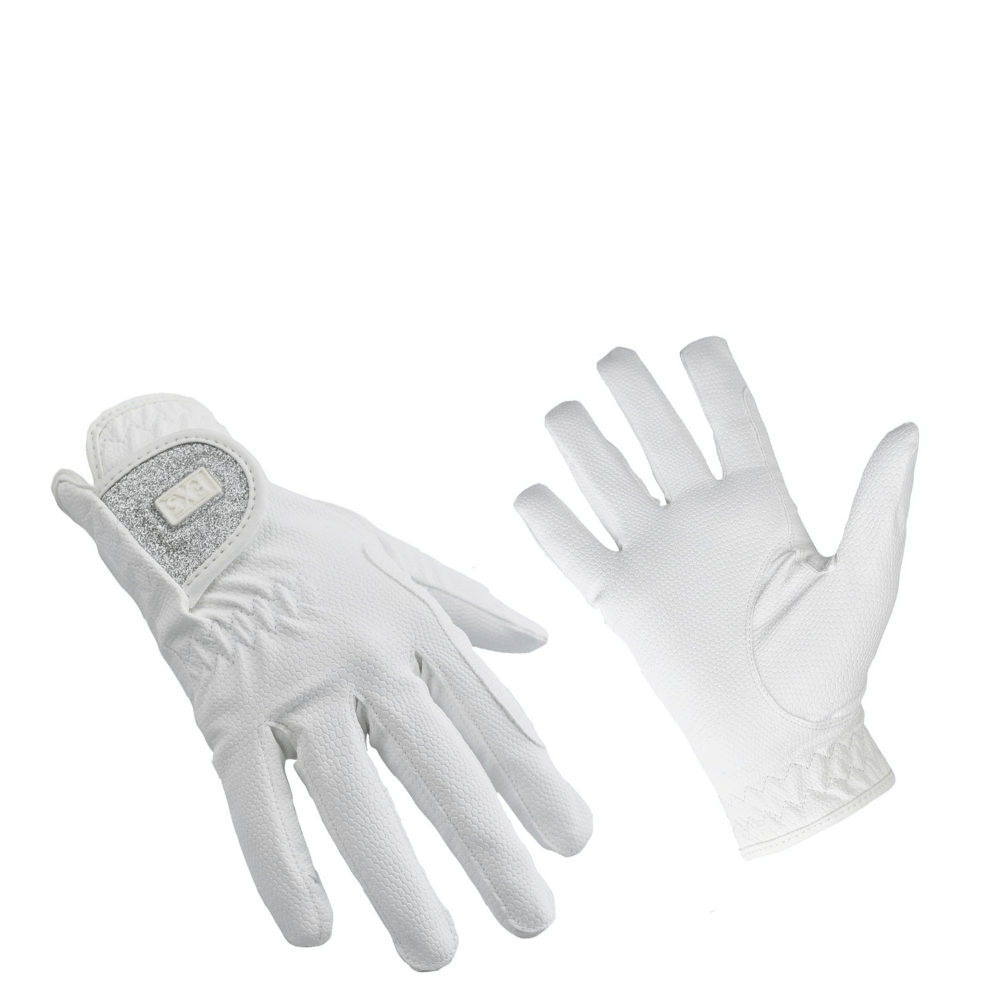 Fetlox Sparkly Riding Gloves in White - fetlox