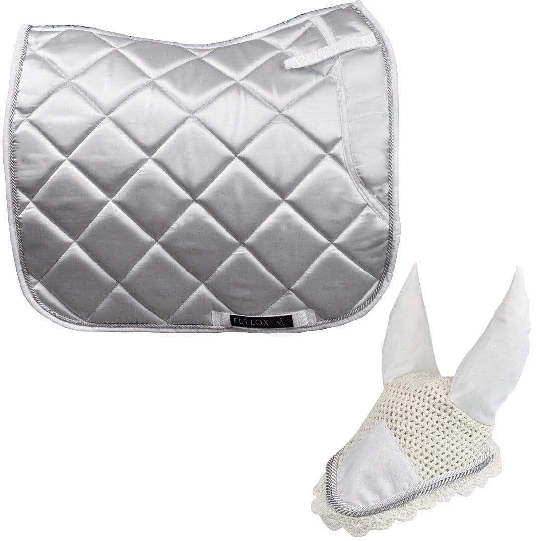 Fetlox White Lux Dressage Pad Set - fetlox