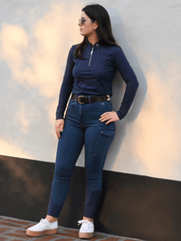 Ladies Denim Breeches - Blue - Fetlox