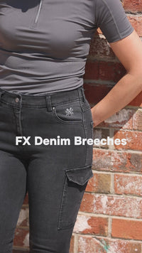 Ladies Denim Breeches video - Black - Fetlox