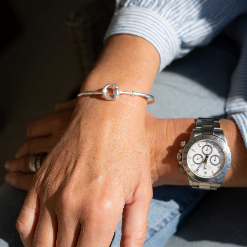 Silver stirrup bangle - fetlox 