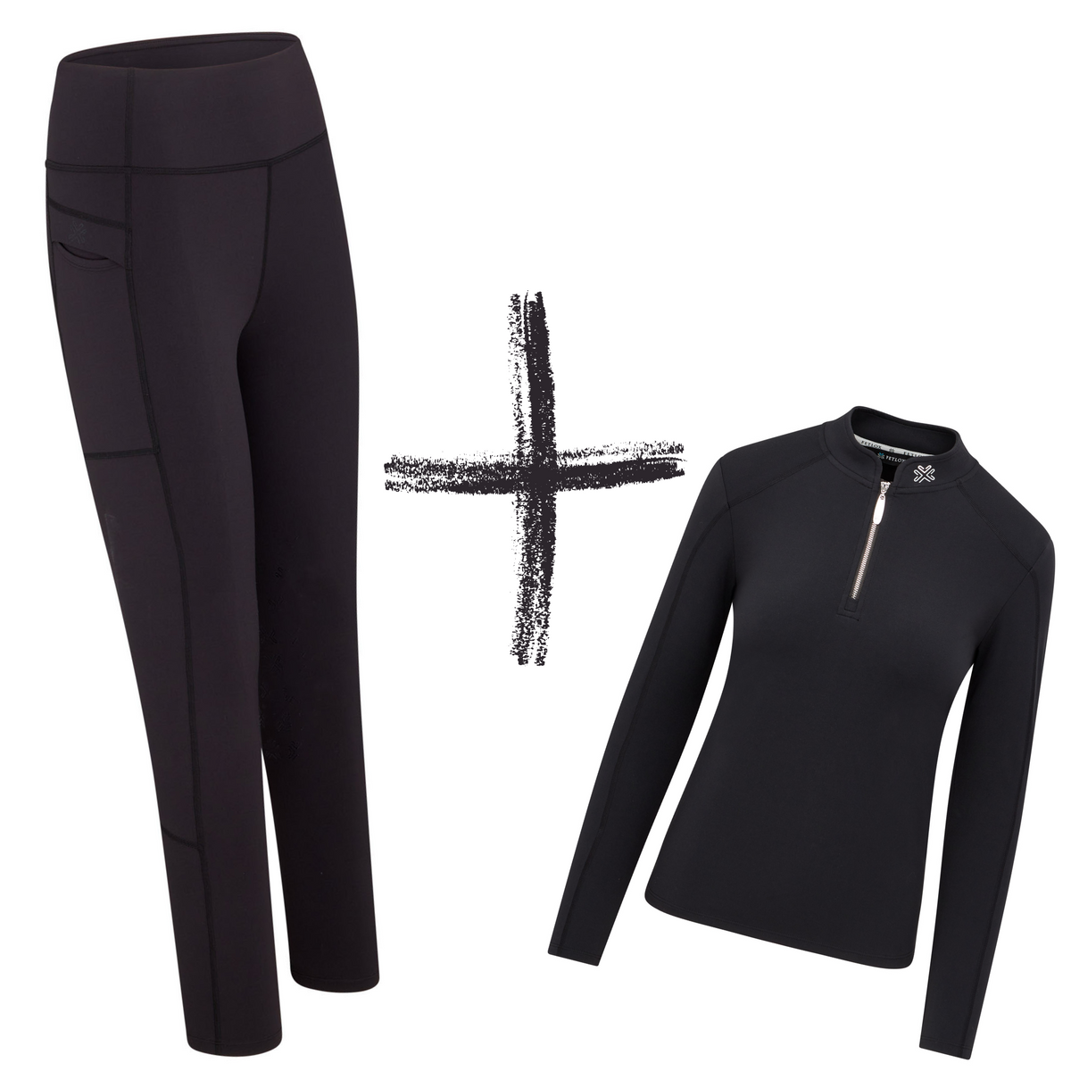 Black leggings and spa-soft base layer power set - fetlox