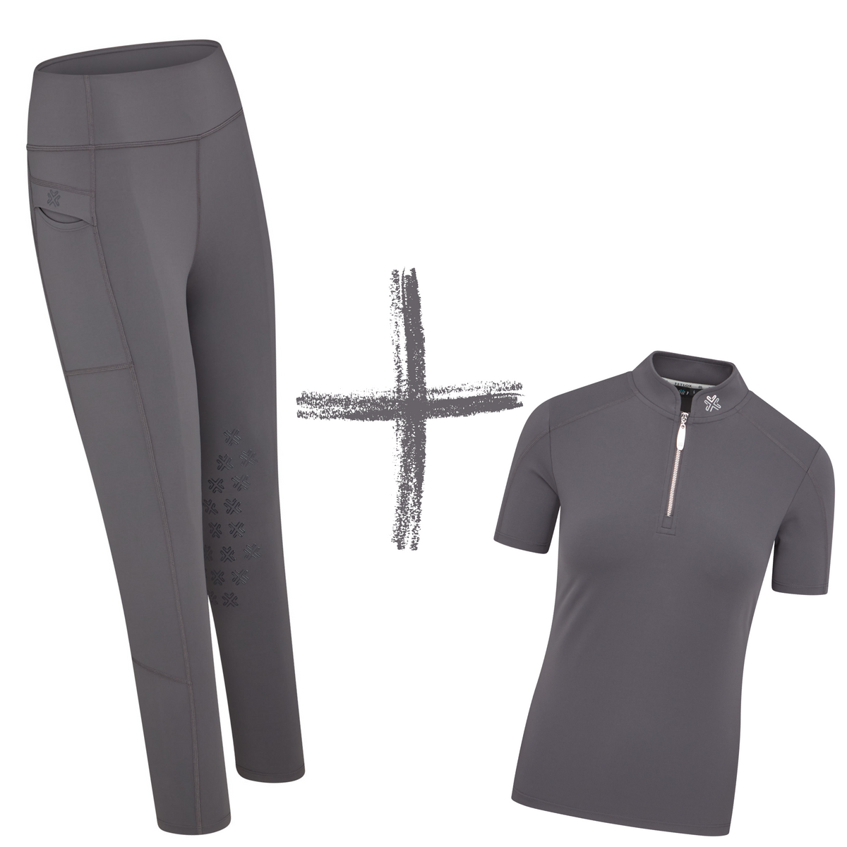 Charcoal leggings and short sleeve base layer