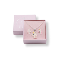 Sterling Silver Unicorn Pendant & Earring set
