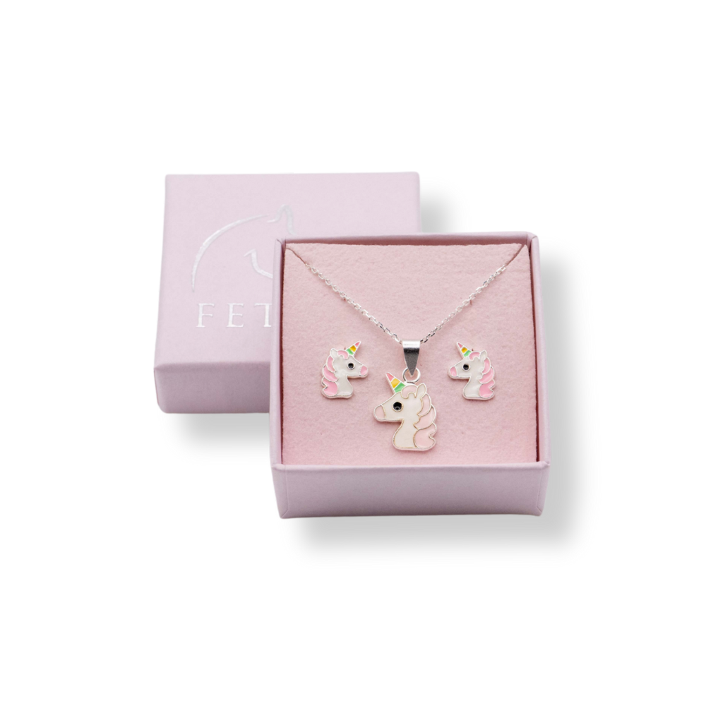 Sterling Silver Unicorn Pendant & Earring set