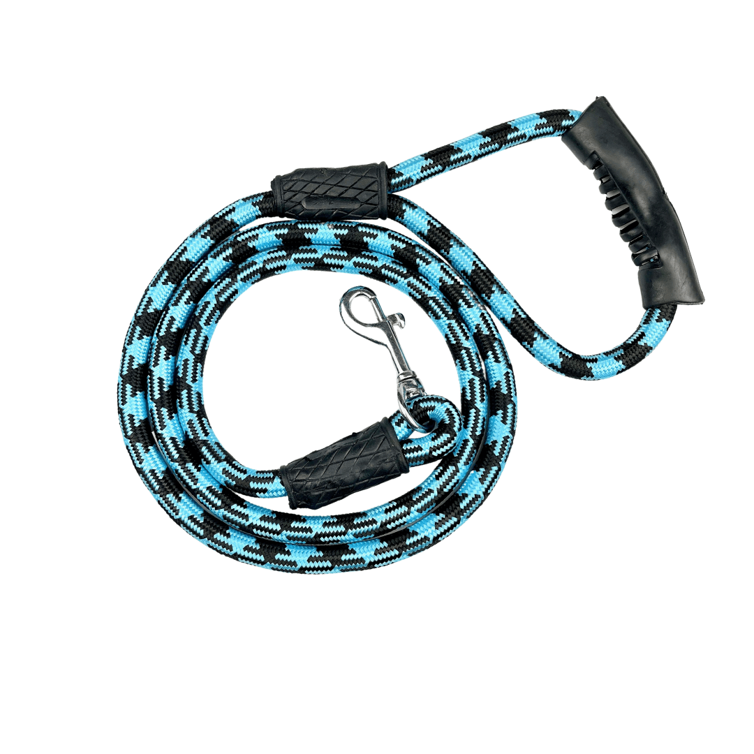 Braided Dog Lead - Blue/Black - fetlox