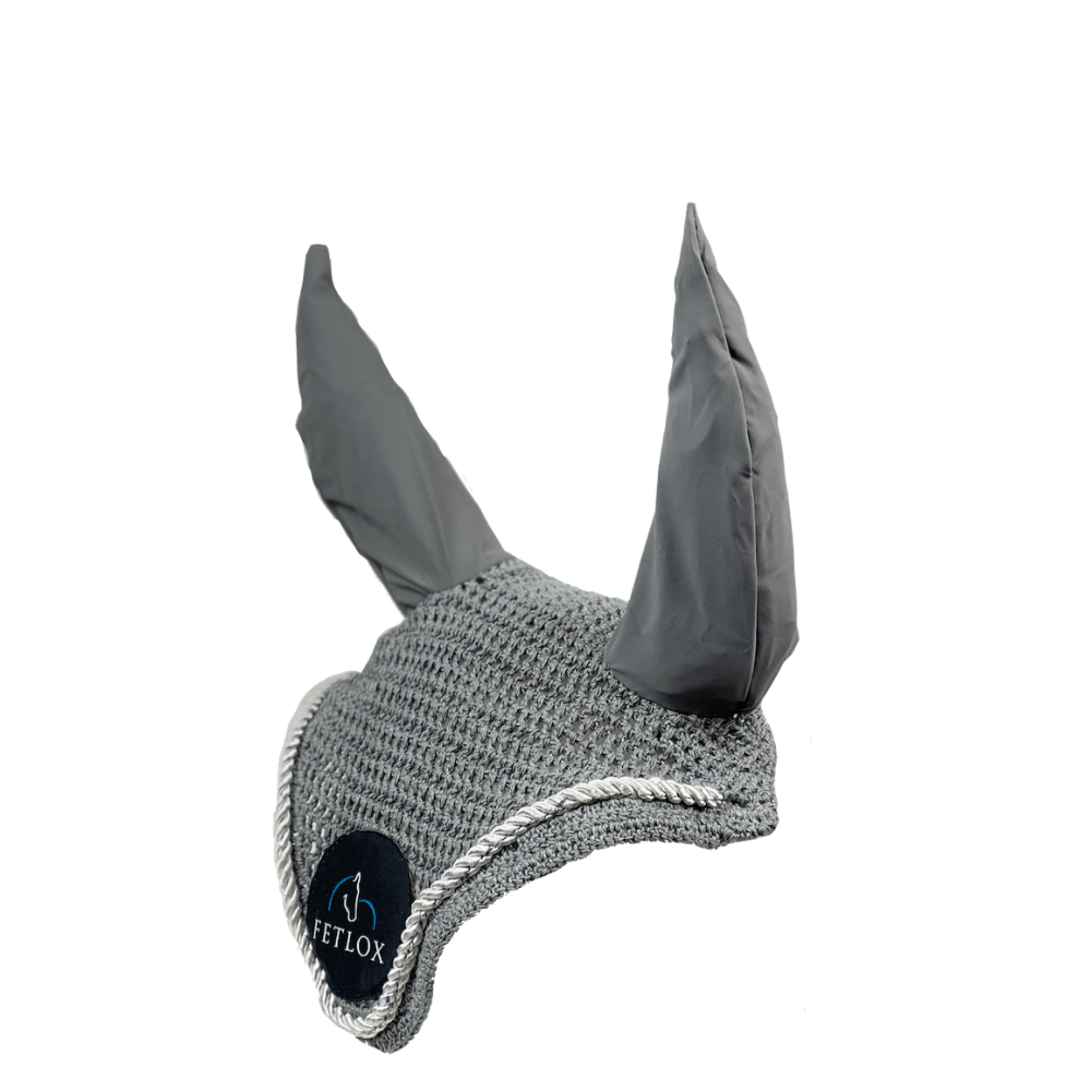 Fetlox Grey Ear Bonnet - with Tie-Down - fetlox