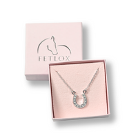 silver sparkly horse shoe necklace - fetlox 